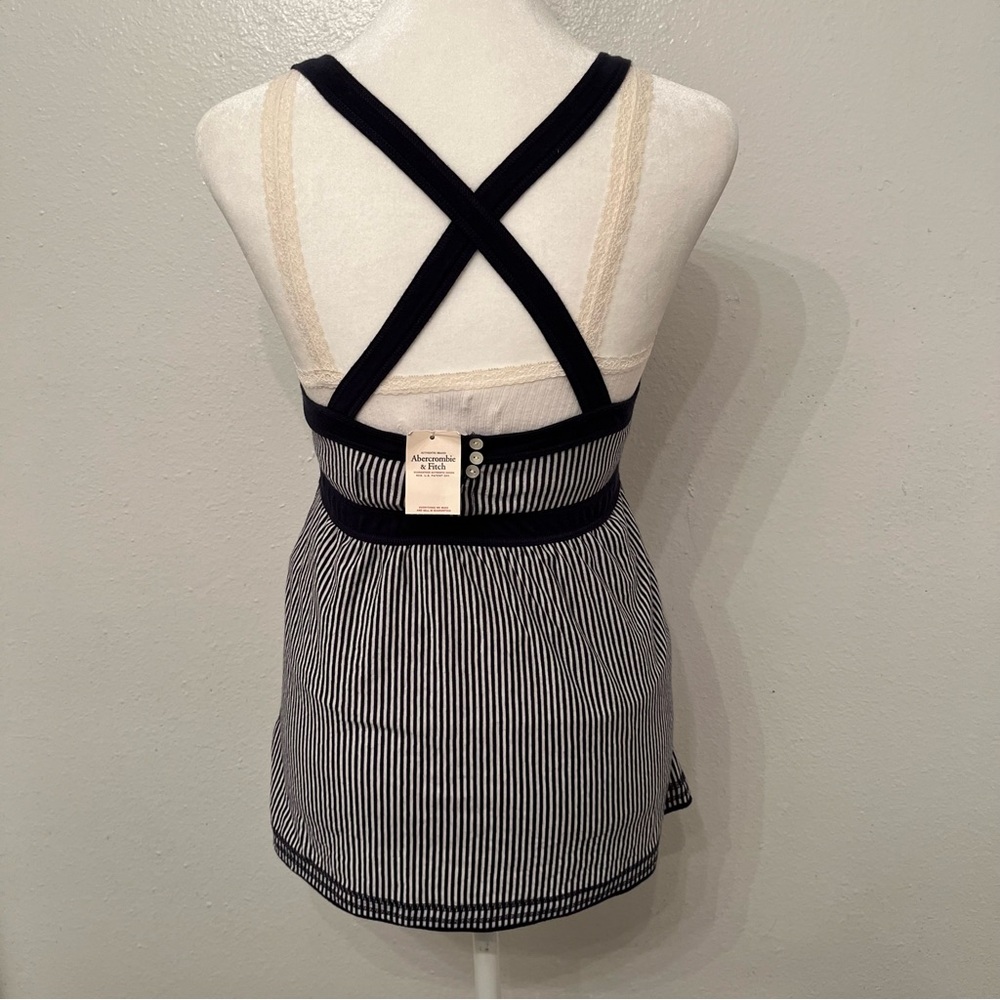 Vintage Y2K Abercrombie & Fitch 2000s Pinstriped Babydoll Tank Top - Picture 8 of 12